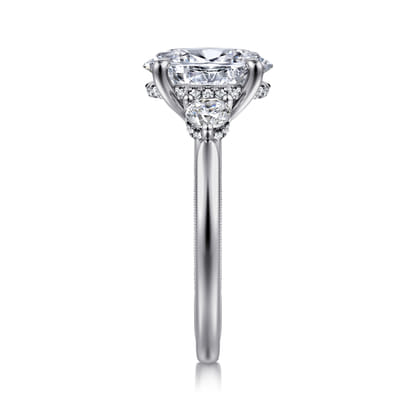 Abbi - 14K White Gold Oval Three Stone Diamond Engagement Ring
