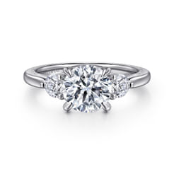 14K White Gold Round Three Stone Diamond Engagement Ring