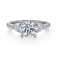Abbi - 14K White Gold Round Three Stone Diamond Engagement Ring