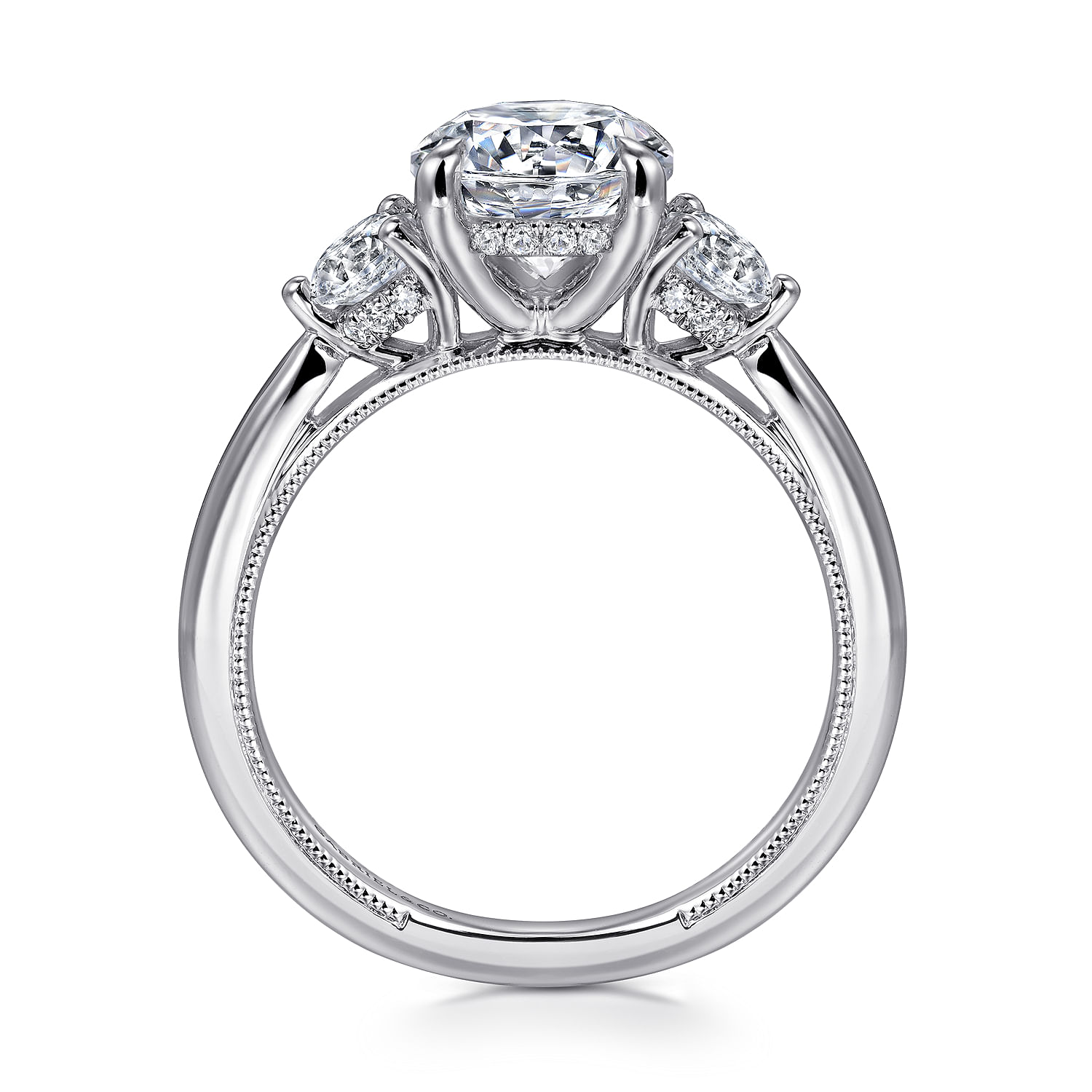 Abbi - 14K White Gold Round Three Stone Diamond Engagement Ring