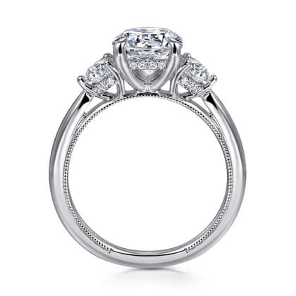 Abbi - 14K White Gold Round Three Stone Diamond Engagement Ring