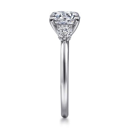 Abbi - 14K White Gold Round Three Stone Diamond Engagement Ring