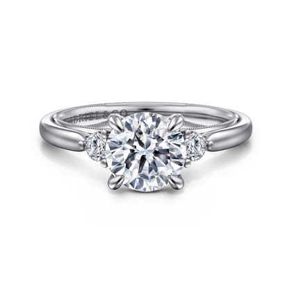 Abbi - 14K White Gold Round Three Stone Diamond Engagement Ring