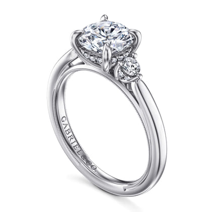 Abbi - 14K White Gold Round Three Stone Diamond Engagement Ring
