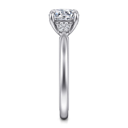 Abbi - 14K White Gold Round Three Stone Diamond Engagement Ring