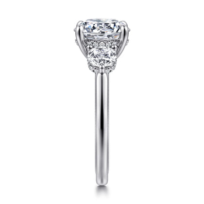 Abbi - 14K White Gold Round Three Stone Diamond Engagement Ring