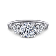 Abbi - 14K White Gold Round Three Stone Diamond Engagement Ring