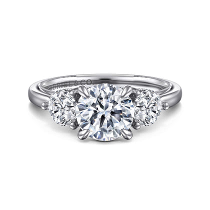 Abbi - 14K White Gold Round Three Stone Diamond Engagement Ring