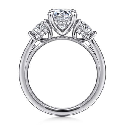 Abbi - 14K White Gold Round Three Stone Diamond Engagement Ring