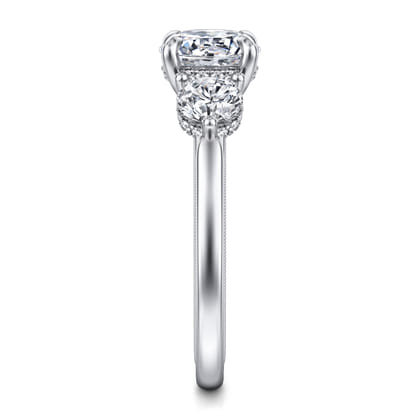 Abbi - 14K White Gold Round Three Stone Diamond Engagement Ring