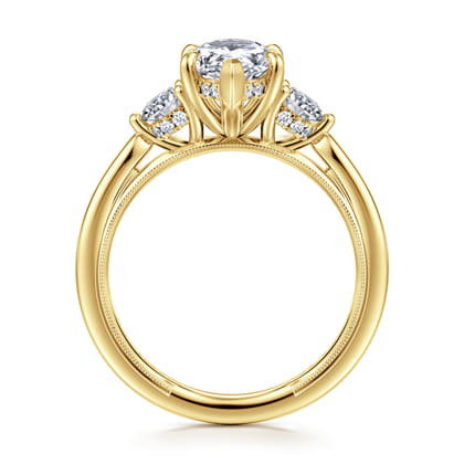 Abbi - 14K Yellow Gold Marquise Shape Three Stone Diamond Engagement Ring