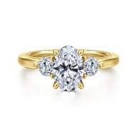 Abbi - 14K Yellow Gold Oval Three Stone Diamond Engagement Ring