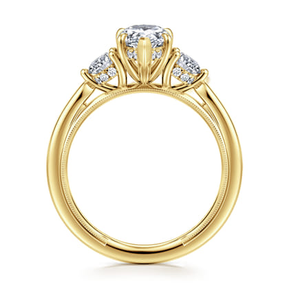 Abbi - 14K Yellow Gold Pear Shape Three Stone Diamond Engagement Ring