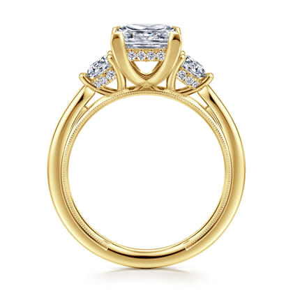 Abbi - 14K Yellow Gold Princess Cut Three Stone Diamond Engagement Ring