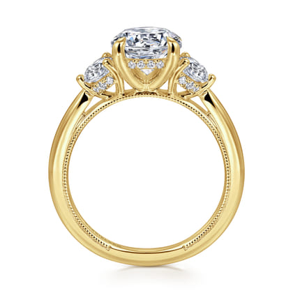 Abbi - 14K Yellow Gold Round Three Stone Diamond Engagement Ring