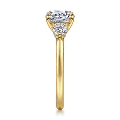 Abbi - 14K Yellow Gold Round Three Stone Diamond Engagement Ring