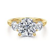 Abbi - 14K Yellow Gold Round Three Stone Diamond Engagement Ring