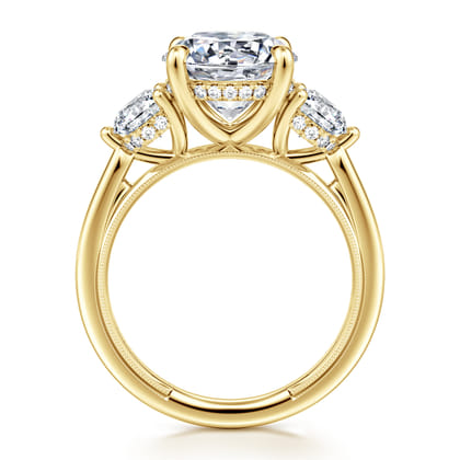 Abbi - 14K Yellow Gold Round Three Stone Diamond Engagement Ring