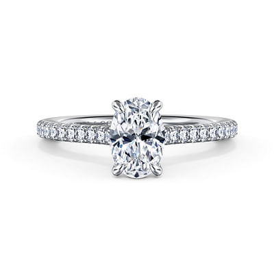 Abbie - 14K White Gold Oval Cut Diamond Engagement Ring