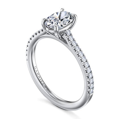Abbie - 14K White Gold Oval Cut Diamond Engagement Ring