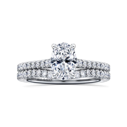 Abbie - 14K White Gold Oval Cut Diamond Engagement Ring