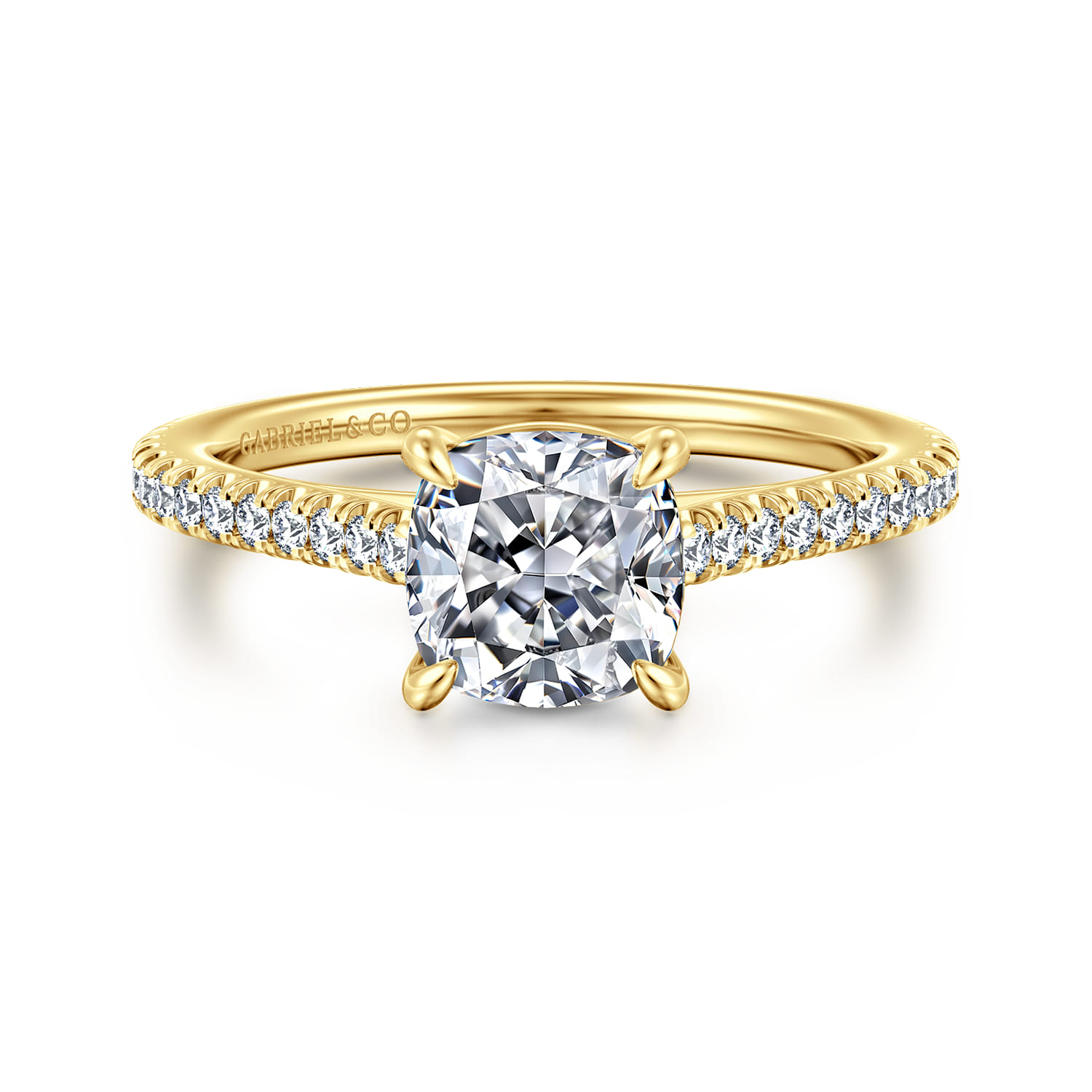 Abbie - 14K Yellow Gold Cushion Cut Diamond Engagement Ring