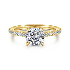 Abbie - 14K Yellow Gold Cushion Cut Diamond Engagement Ring