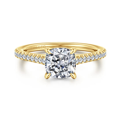 Abbie - 14K Yellow Gold Cushion Cut Diamond Engagement Ring