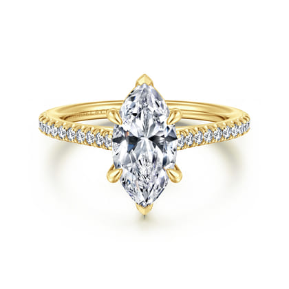 Abbie - 14K Yellow Gold Marquise Shape Diamond Engagement Ring