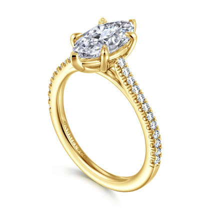 Abbie - 14K Yellow Gold Marquise Shape Diamond Engagement Ring