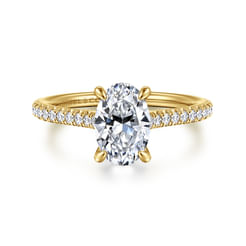 14K Yellow Gold Oval Diamond Engagement Ring