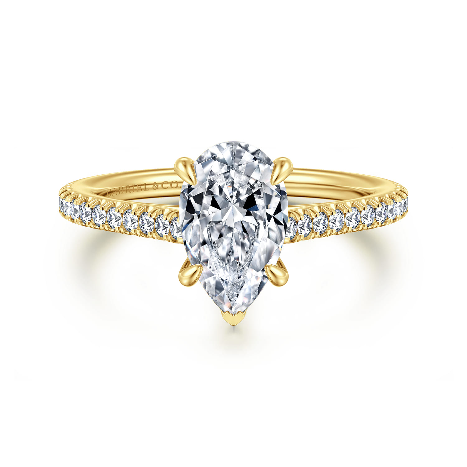 Abbie - 14K Yellow Gold Pear Shape Diamond Engagement Ring
