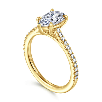 Abbie - 14K Yellow Gold Pear Shape Diamond Engagement Ring