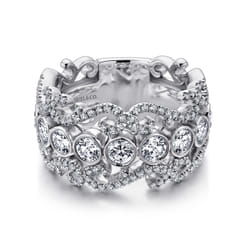 Abdie - Wide 14K White Gold Fancy Diamond Anniversary Band