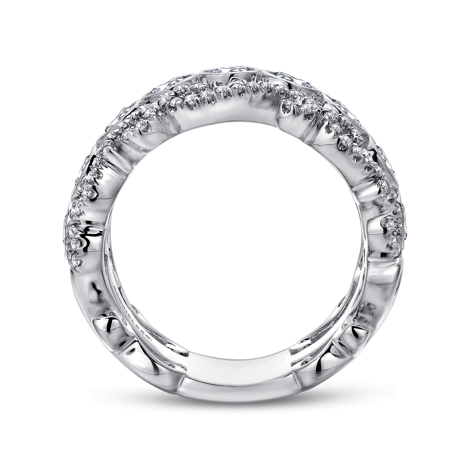 Fancy Wedding Ring in 14k White Gold with Round Natural Diamond at Gabriel & Co. - Shot 2