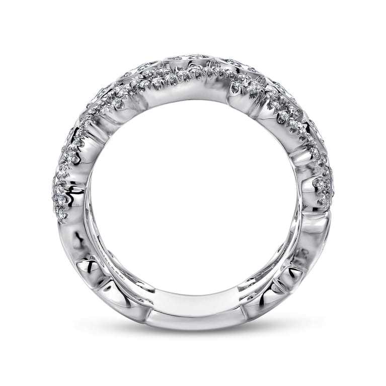 Fancy Wedding Ring in 14k White Gold with Round Natural Diamond at Gabriel & Co. - Shot 2