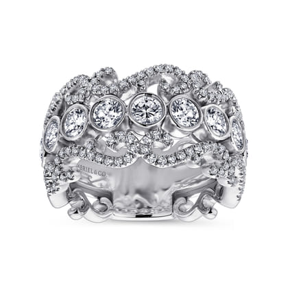 Abdie - Wide 14K White Gold Fancy Diamond Anniversary Band