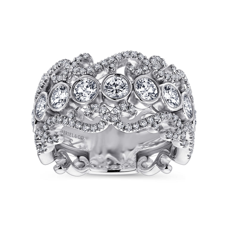Fancy Wedding Ring in 14k White Gold with Round Natural Diamond at Gabriel & Co. - Shot 4