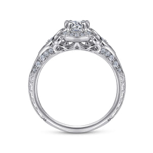 Abel - Platinum Unique Vintage Inspired Diamond Halo Engagement Ring