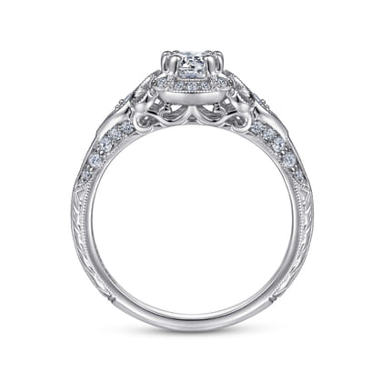 Abel - Platinum Unique Vintage Inspired Diamond Halo Engagement Ring