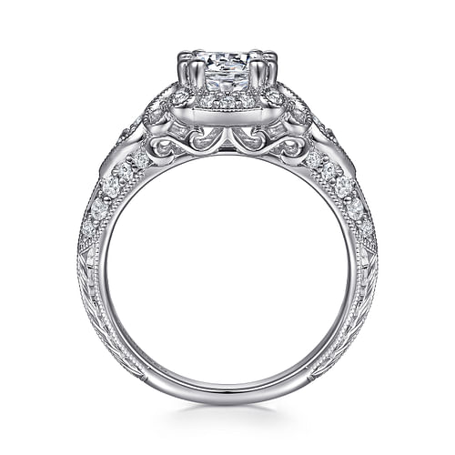 Abel - 14k White Gold 1 Carat Round Halo Natural Diamond Engagement ...