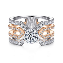 Abia - 14K White-Rose Gold Round Split Shank Diamond Engagement Ring