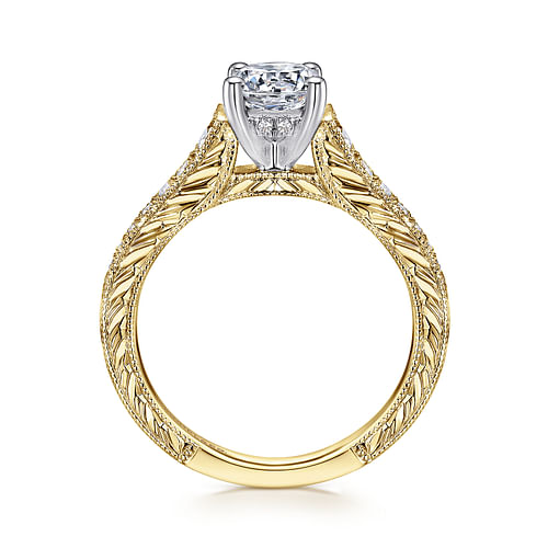 Abigail - 14K White-Yellow Gold Round Diamond Engagement Ring - 0.26 ct - Shot 2