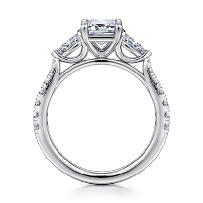 Abina - 14K White Gold Emerald Cut Three Stone Diamond Engagement Ring
