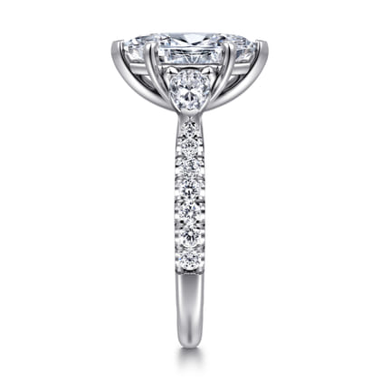 Abina - 14K White Gold Marquise Shape Three Stone Diamond Engagement Ring