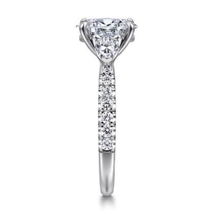 Abina - 14K White Gold Oval Three Stone Diamond Engagement Ring