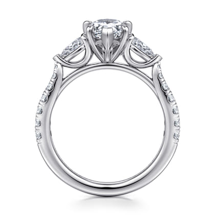 Abina - 14K White Gold Pear Shape Three Stone Diamond Engagement Ring