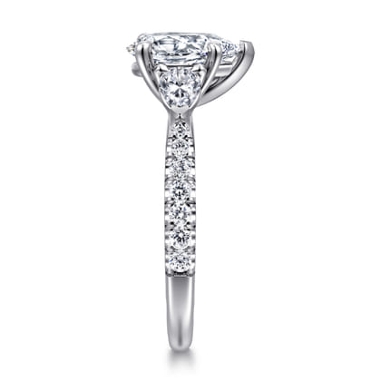 Abina - 14K White Gold Pear Shape Three Stone Diamond Engagement Ring