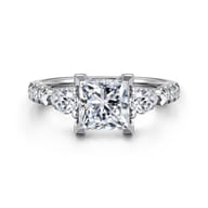 Abina - 14K White Gold Princess Cut Three Stone Diamond Engagement Ring