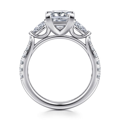 Abina - 14K White Gold Princess Cut Three Stone Diamond Engagement Ring